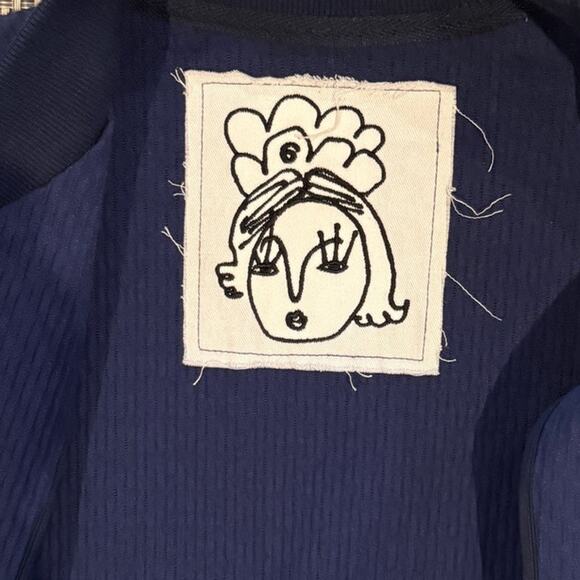 WNDERKAMMER NWOT June Cotton Textured Zip Front Blue Jacket South Korean Fashion - Picture 3 of 10